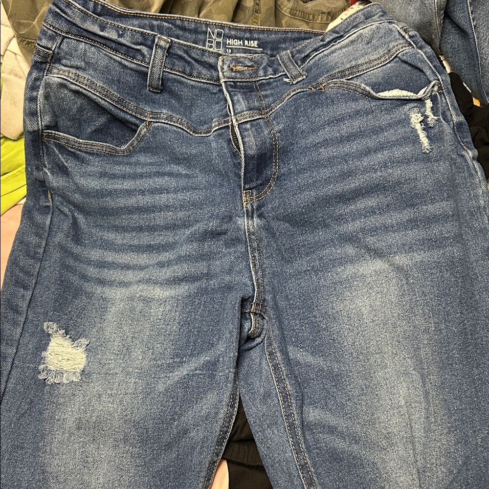 NOBO High-Rise Distressed Denim Jeans